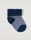 Teeny Weeny Merino Stripe TOT Socks, Navy & Cream product photo
