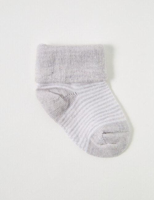 Teeny Weeny Merino Stripe TOT Socks, Light Grey & Cream product photo