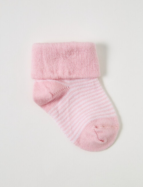 Teeny Weeny Merino Stripe TOT Socks, Pink & Cream product photo