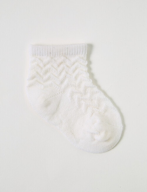 Teeny Weeny Merino Zig Zag Crew Socks, Cream product photo