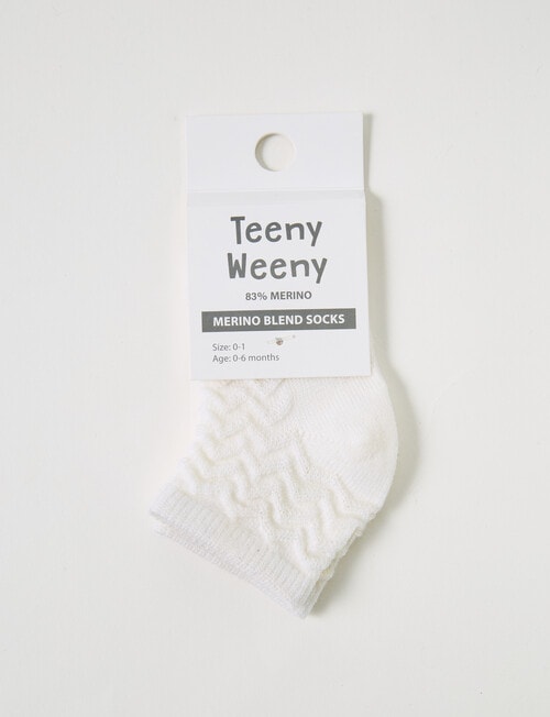 Teeny Weeny Merino Zig Zag Crew Socks, Cream product photo View 02 L