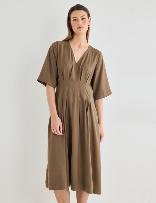 Jigsaw Define Pleat Waist Dress, Dark Pecan product photo