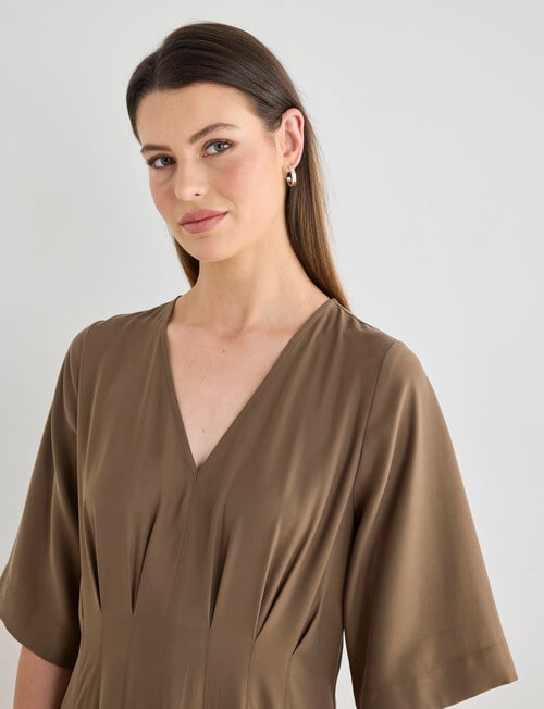 Jigsaw Define Pleat Waist Dress, Dark Pecan product photo View 04 L