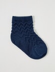 Teeny Weeny Merino Zig Zag Crew Socks, Navy product photo