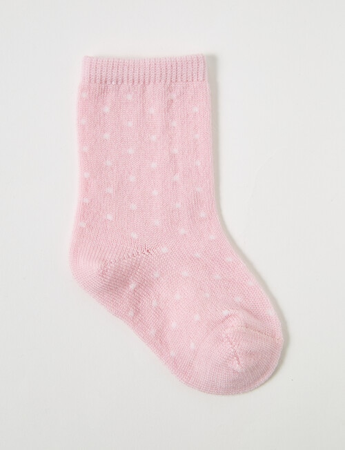 Teeny Weeny Merino Crew Socks, Pink & Cream product photo