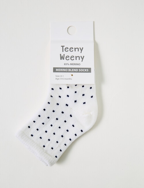 Teeny Weeny Merino Crew Socks, Navy & Cream product photo View 02 L