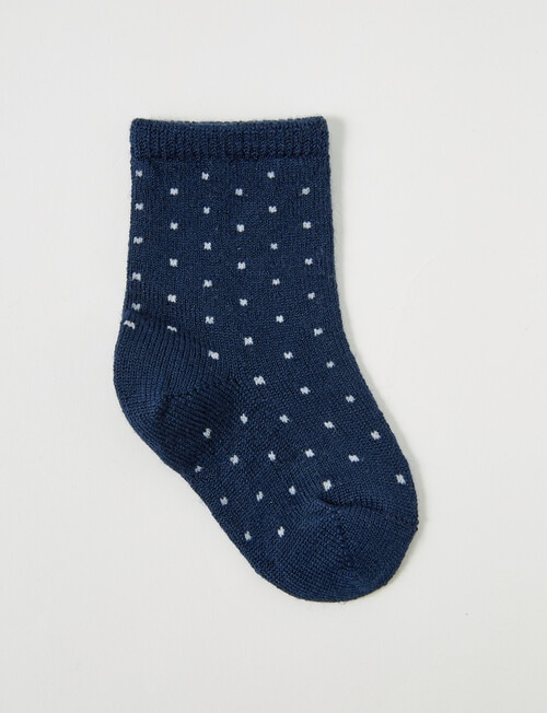 Teeny Weeny Merino Crew Socks, White & Navy product photo