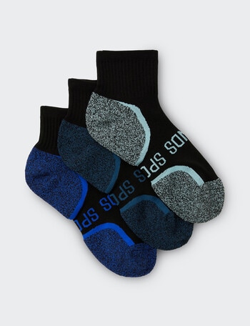Bonds Ultimate Comfort Quarter Crew Sock, 3-Pack, Black with Teal, Ocean Breeze & Dory product photo