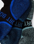 Bonds Ultimate Comfort Quarter Crew Sock, 3-Pack, Black with Teal, Ocean Breeze & Dory product photo View 03 S