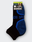 Bonds Ultimate Comfort Quarter Crew Sock, 3-Pack, Black with Teal, Ocean Breeze & Dory product photo View 04 S