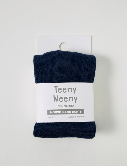 Teeny Weeny Merino Plain Tights, Navy product photo View 02 L