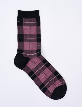 DS Socks Merino Crew Tartan Sock, Mauve product photo