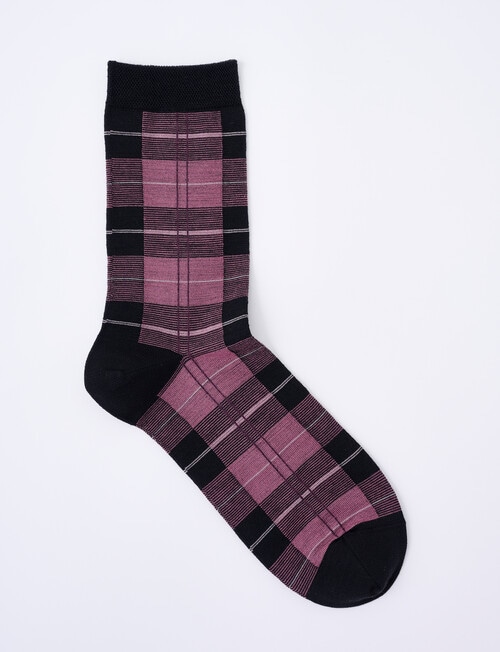 DS Socks Merino Crew Tartan Sock, Mauve product photo
