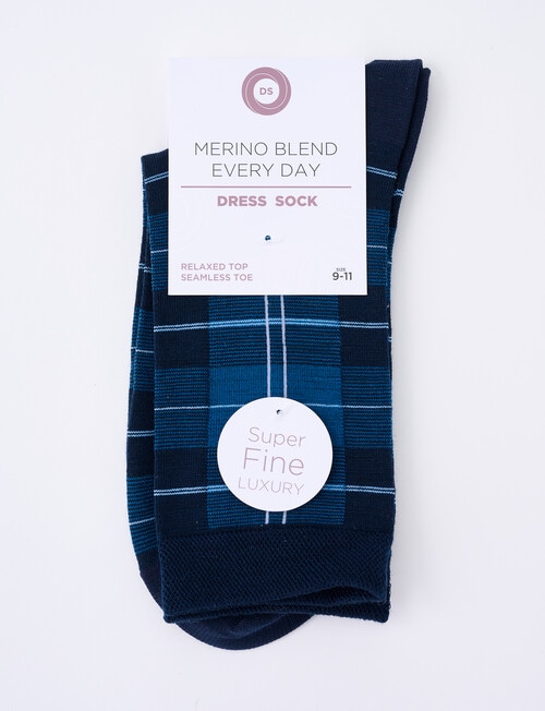 DS Socks Merino Crew Tartan Sock, Navy product photo View 02 L