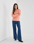 Whistle Knit Long Sleeve Cotton Pointelle Crew, Peach Pie product photo View 03 S