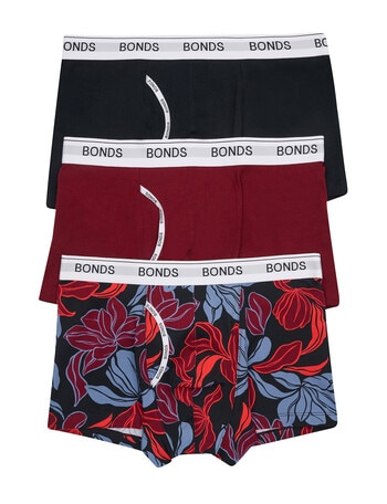 Bonds Guyfront Trunk, 3-Pack, Lucky Lotus, Rouge Noir & Nu Black product photo