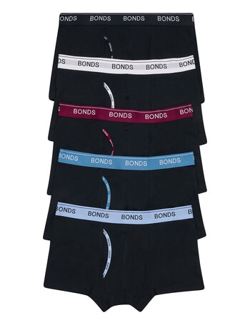 Bonds Guyfront Trunk, 5-Pack, Black w/Plum Liqueur, Heaven Sent, Blueberry Cream, Nu White & Nu Black Waistbands product photo