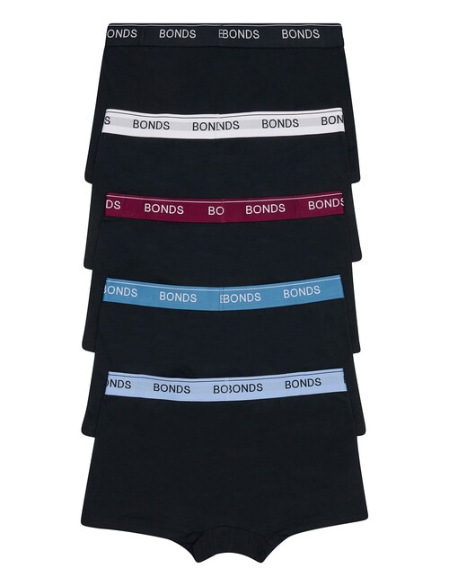 Bonds Guyfront Trunk, 5-Pack, Black w/Plum Liqueur, Heaven Sent, Blueberry Cream, Nu White & Nu Black Waistbands product photo View 02 L