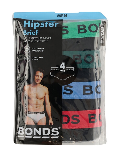 Bonds Hipster Brief, 4-Pack, Aries, Nu Black, Black Rock & Bottle Green product photo View 03 L