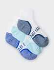 Bonds Ultimate Comfort Quarter Crew Sock, 3-Pack, White with Dory, Teal & Ocean Breeze product photo