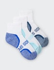 Bonds Ultimate Comfort Quarter Crew Sock, 3-Pack, White with Dory, Teal & Ocean Breeze product photo View 02 S