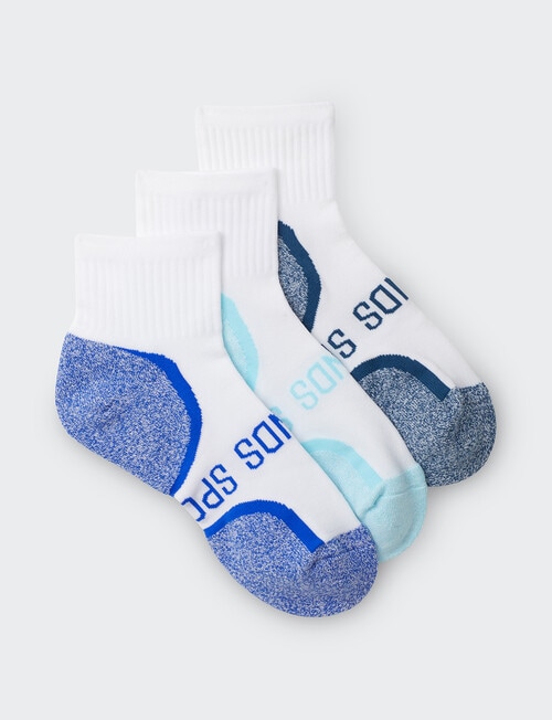 Bonds Ultimate Comfort Quarter Crew Sock, 3-Pack, White with Dory, Teal & Ocean Breeze product photo View 02 L