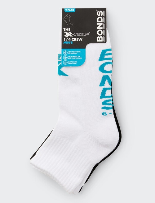 Bonds X-Temp Quarter Crew Sock, 2-Pack, White & Black product photo View 04 L
