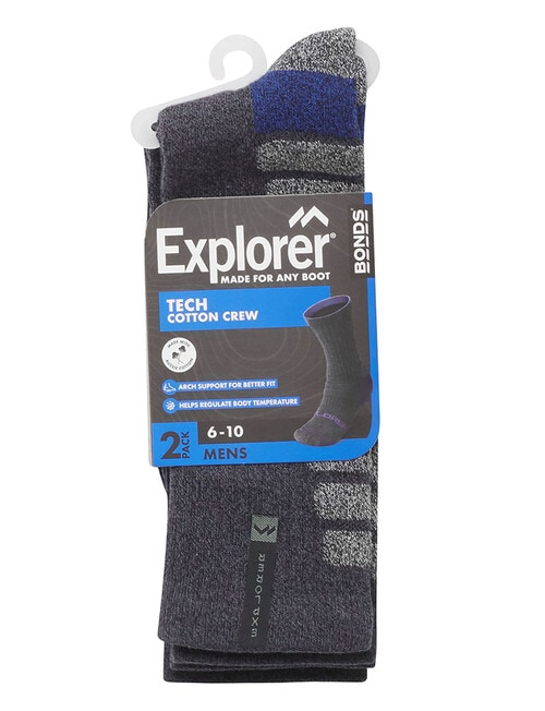 Bonds Explorer Tech Crew Sock, 2-Pack, Dark Charcoal & Kosciuszko Blue product photo View 03 L