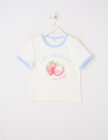 Switch Strawberries Short Sleeve Ringer Tee, Vanilla product photo