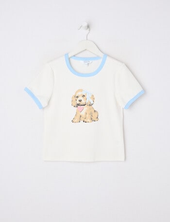 Switch Puppy Short Sleeve Ringer Tee, Vanilla product photo