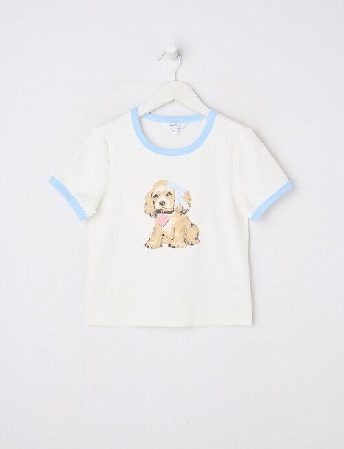 Switch Puppy Short Sleeve Ringer Tee, Vanilla product photo