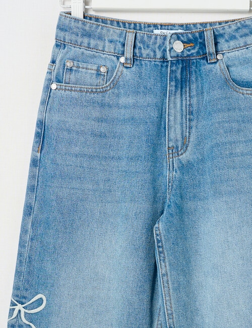Switch Embroidered Bows Harlow Wide Leg Jean, Washed Blue product photo View 03 L