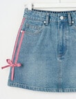 Switch Tape Bows Denim Mini Skirt, Vintage Blue product photo View 03 S