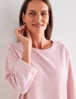 Ella J Textured Button Tee, Soft Pink product photo