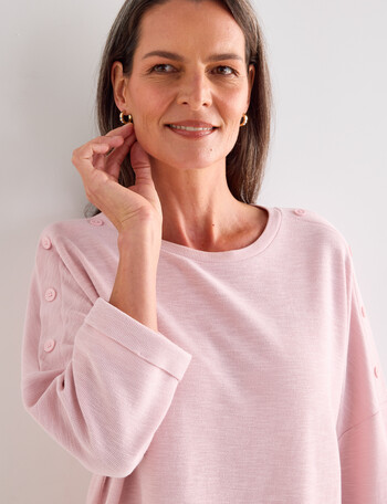 Ella J Textured Button Tee, Soft Pink product photo