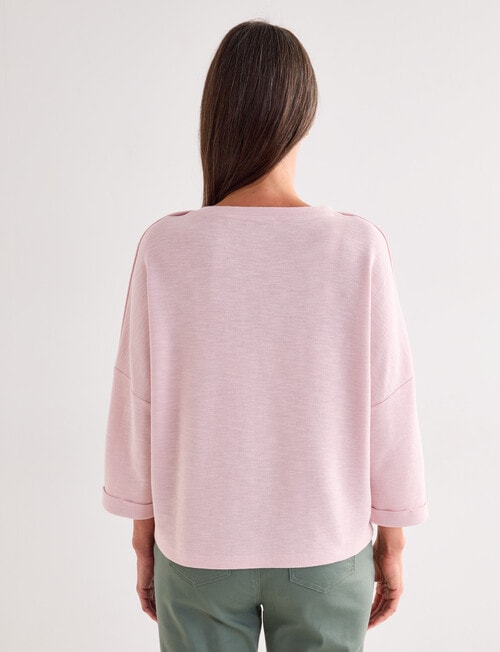 Ella J Textured Button Tee, Soft Pink product photo View 02 L