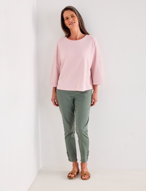 Ella J Textured Button Tee, Soft Pink product photo View 03 L