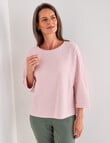 Ella J Textured Button Tee, Soft Pink product photo View 04 S