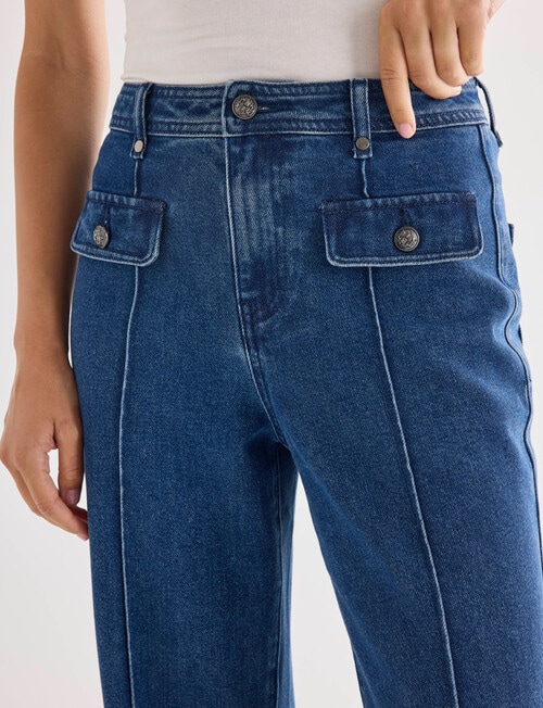 Whistle Pintuck Pocket Jean, Mid Blue product photo View 04 L