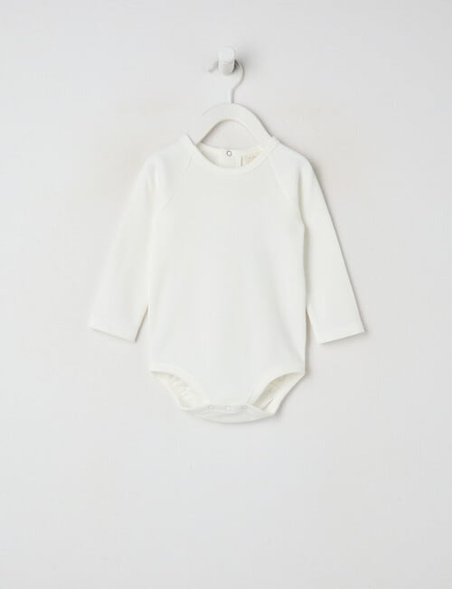 Little Bundle Essentials Waffle Bodysuit, White product photo