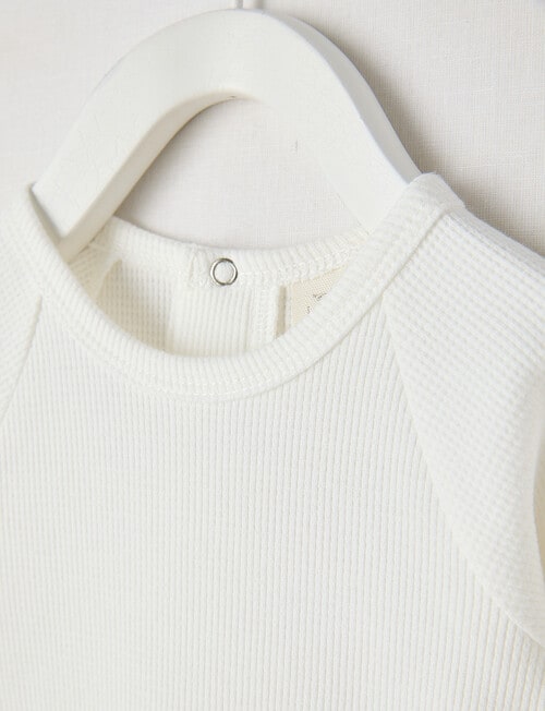 Little Bundle Essentials Waffle Bodysuit, White product photo View 02 L
