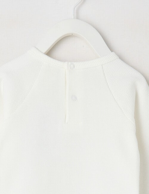 Little Bundle Essentials Waffle Bodysuit, White product photo View 03 L