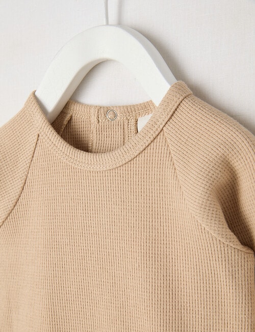 Little Bundle Essentials Waffle Bodysuit, Oat Milk product photo View 02 L