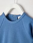 Little Bundle Essentials Waffle Bodysuit, Blue product photo View 02 S