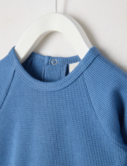 Little Bundle Essentials Waffle Bodysuit, Blue product photo View 02 L