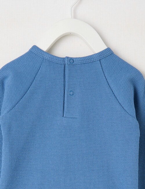 Little Bundle Essentials Waffle Bodysuit, Blue product photo View 03 L