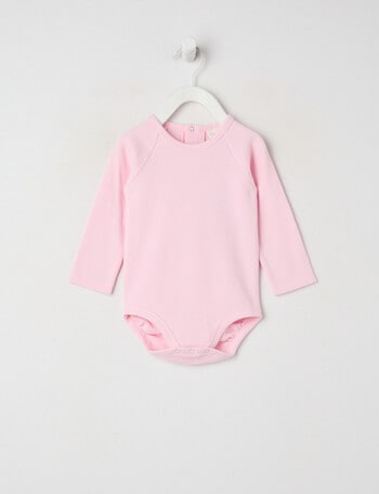 Little Bundle Essentials Waffle Bodysuit, Pink product photo