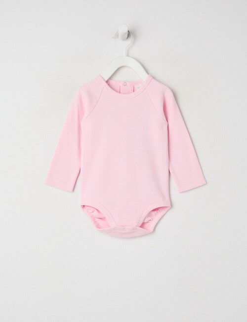 Little Bundle Essentials Waffle Bodysuit, Pink product photo