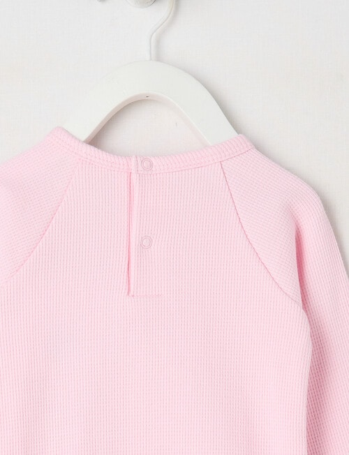 Little Bundle Essentials Waffle Bodysuit, Pink product photo View 03 L