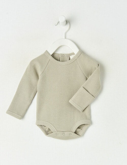 Little Bundle Waffle Long-Sleeve Bodysuit, Grey product photo